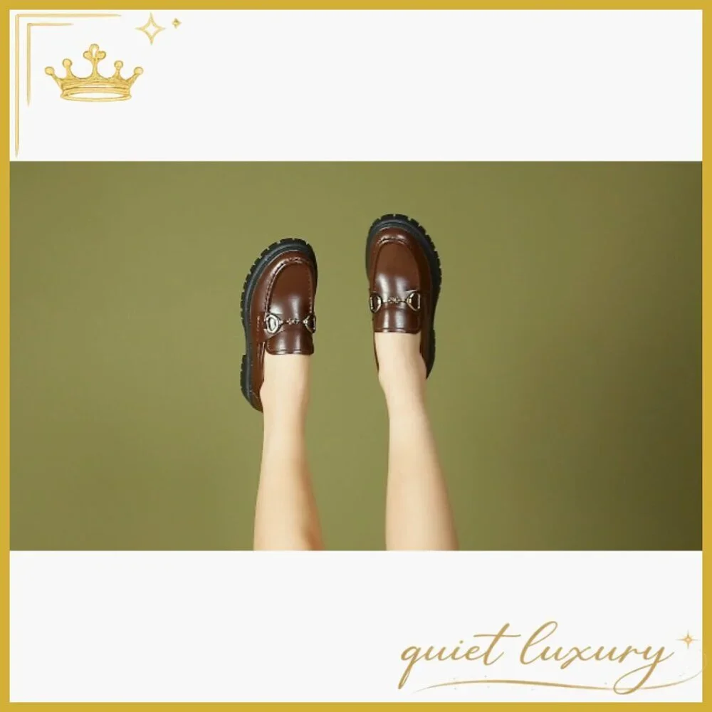 Leather Platform Loafers with Chunky Heel for Office and Casual Wear - Picture 7 of 7